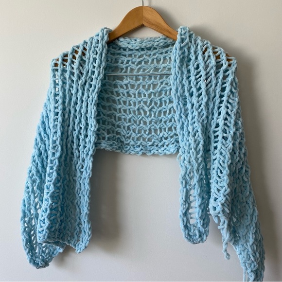 Hand Knit Scarf Baby Blue - Picture 1 of 5